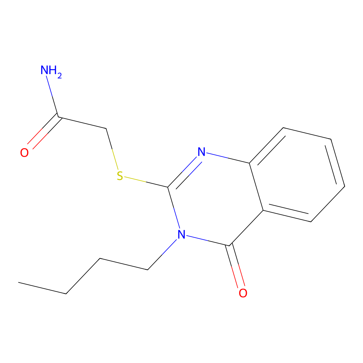 Acetamide, 2-((3,4-dihydro-3-butyl-4-oxo-2-quinazolinyl)thio)- molecular structure, CAS 134615-82-0
