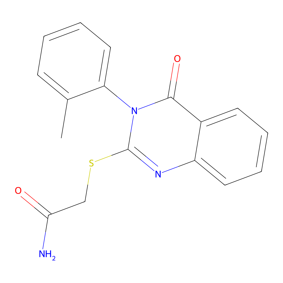 Acetamide, 2-((3,4-dihydro-3-(2-methylphenyl)-4-oxo-2-quinazolinyl)thio)- molecular structure, CAS 134615-83-1