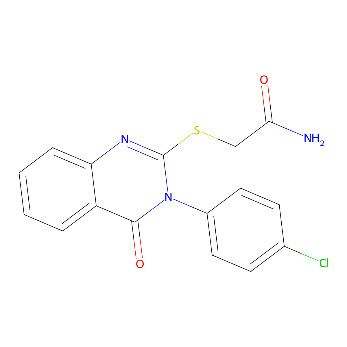 2-((3-(4-Chlorophenyl)-4-oxo-3,4-dihydro-2-quinazolinyl)thio)acetamide molecular structure, CAS 134615-88-6