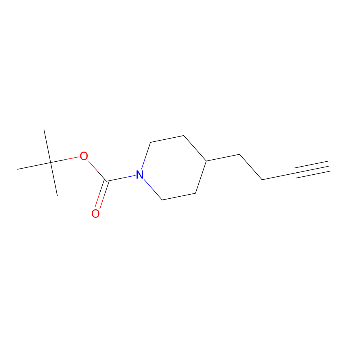 Tert-butyl 4-(but-3-yn-1-yl)piperidine-1-carboxylate molecular structure, CAS 1346153-07-8