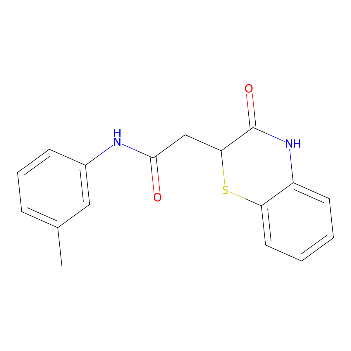 N-(3-methylphenyl)-2-(3-oxo-3,4-dihydro-2H-1,4-benzothiazin-2-yl)acetamide molecular structure, CAS 134616-46-9