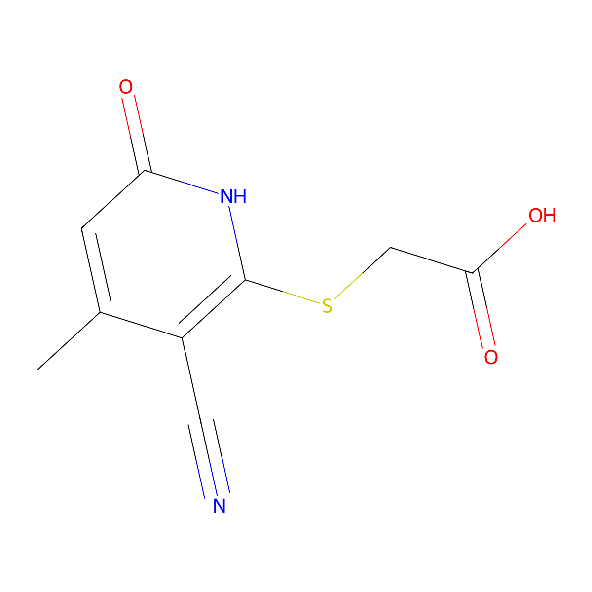 2-[(3-Cyano-4-methyl-6-oxo-1,6-dihydropyridin-2-yl)sulfanyl]acetic acid molecular structure, CAS 134616-73-2