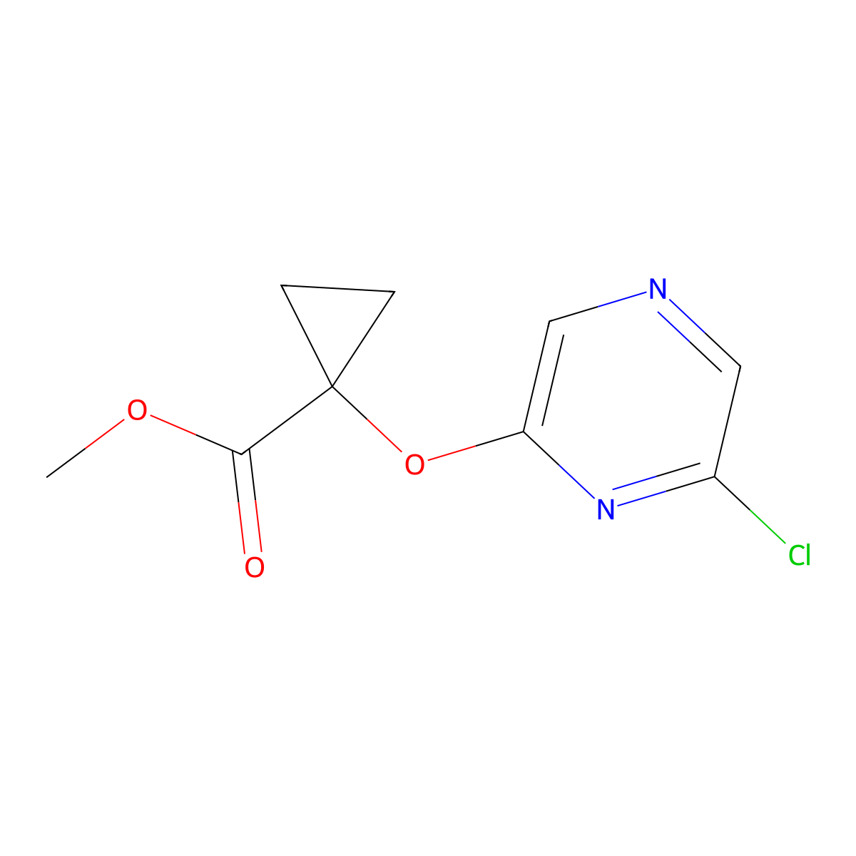 Methyl 1-[(6-chloropyrazin-2-yl)oxy]cyclopropane-1-carboxylate molecular structure, CAS 1346172-80-2