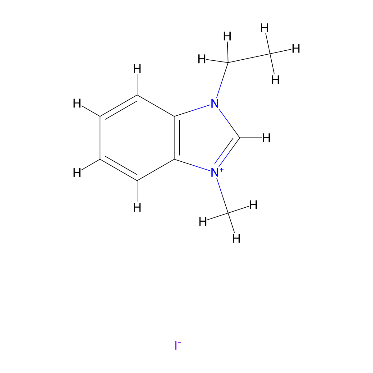 3-Ethyl-1-methyl-1H-benzo[d]imidazol-3-ium iodide molecular structure, CAS 134619-46-8
