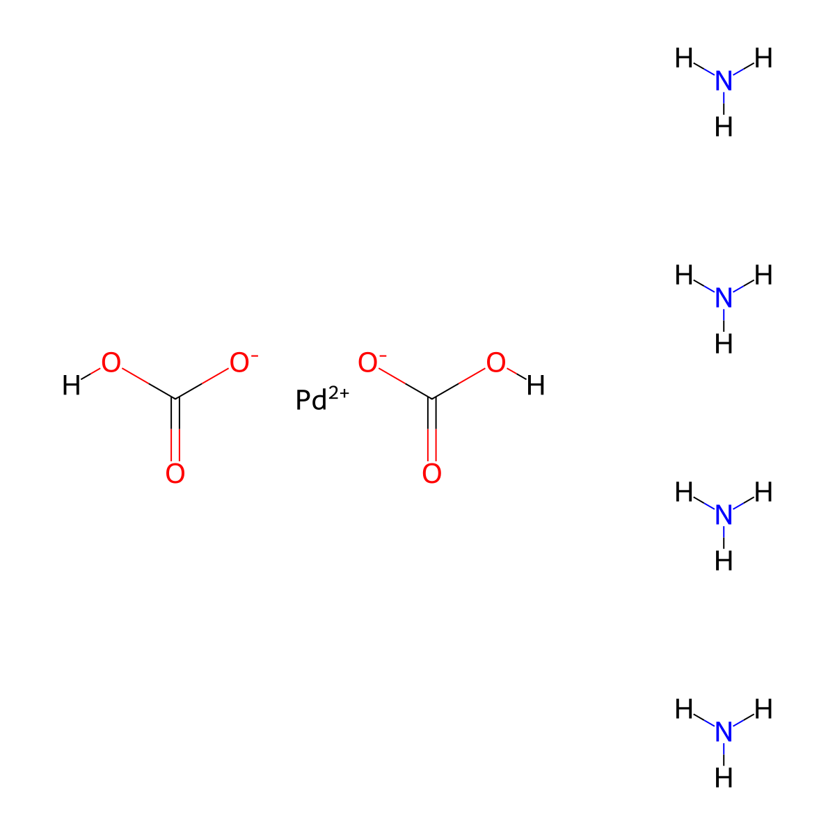 Palladium(2+), Tetraammine-, (sp-4-1)-, Carbonate (1:2) molecular structure, CAS 134620-00-1