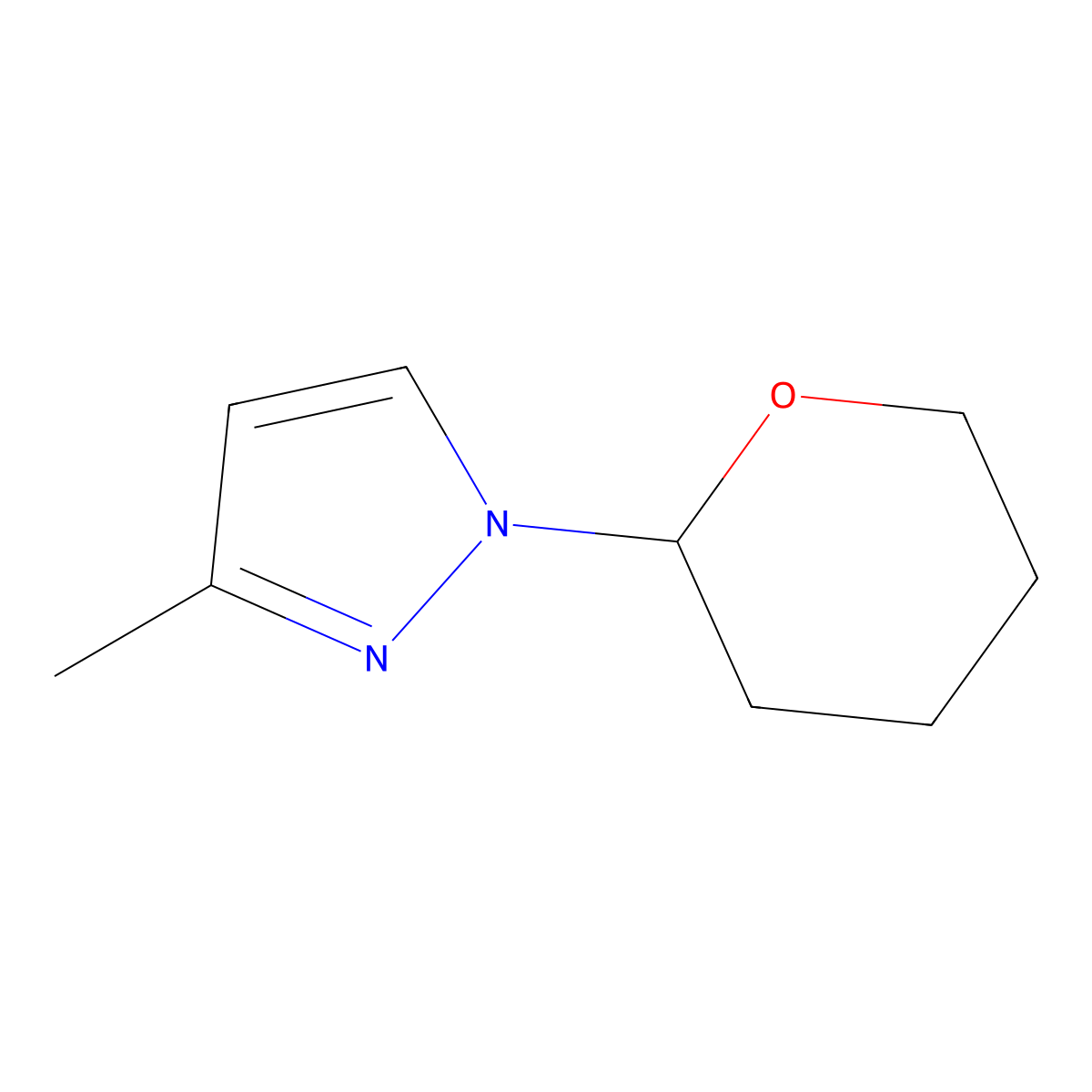 3-methyl-1-(tetrahydro-2H-pyran-2-yl)-1H-pyrazole molecular structure, CAS 1346219-36-0
