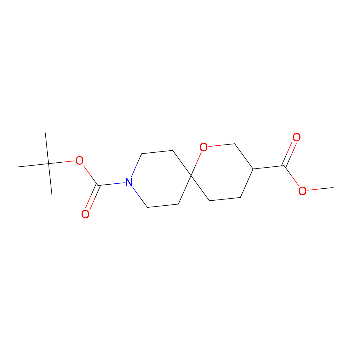 9-Tert-butyl 3-methyl 1-oxa-9-azaspiro[5.5]undecane-3,9-dicarboxylate molecular structure, CAS 1346229-43-3