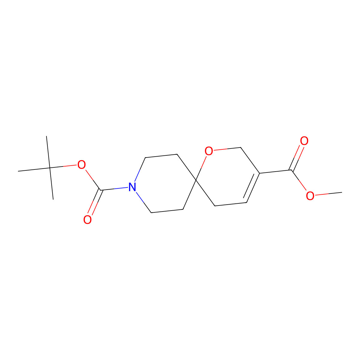 9-Tert-butyl 3-methyl 1-oxa-9-azaspiro[5.5]undec-3-ene-3,9-dicarboxylate molecular structure, CAS 1346229-49-9