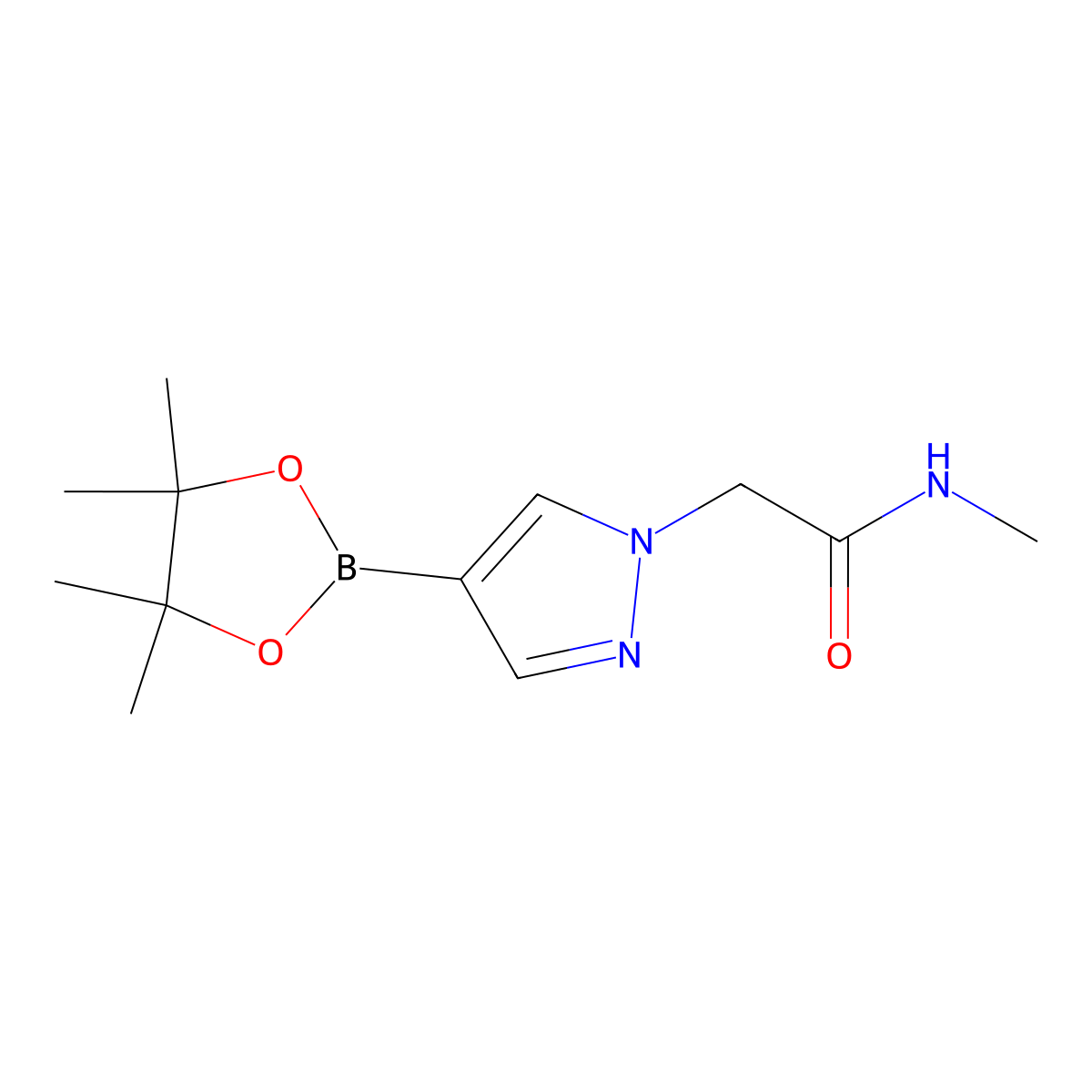 N-Methyl-2-(4-(4,4,5,5-tetramethyl-1,3,2-dioxaborolan-2-yl)-1H-pyrazol-1-yl)acetamide molecular structure, CAS 1346245-52-0