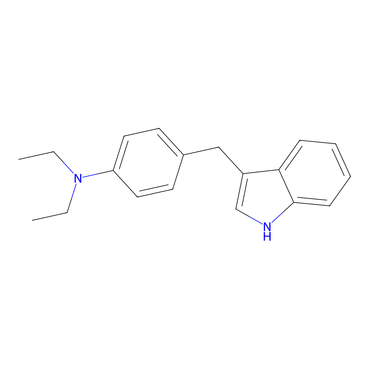 N,N-diethyl-4-(1H-indol-3-ylmethyl)aniline molecular structure, CAS 134627-71-7