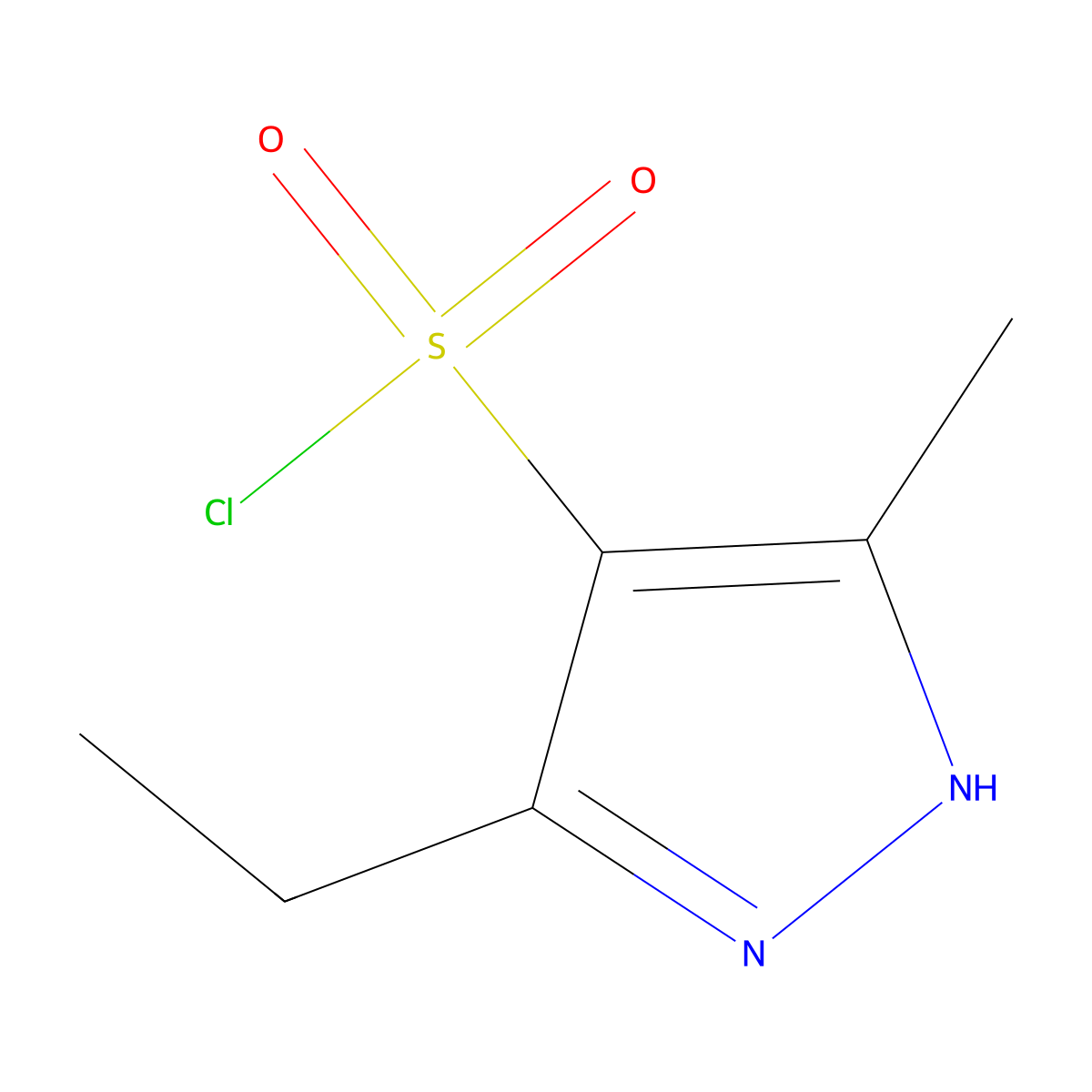 5-ethyl-3-methyl-1H-pyrazole-4-sulfonyl chloride molecular structure, CAS 1346270-07-2