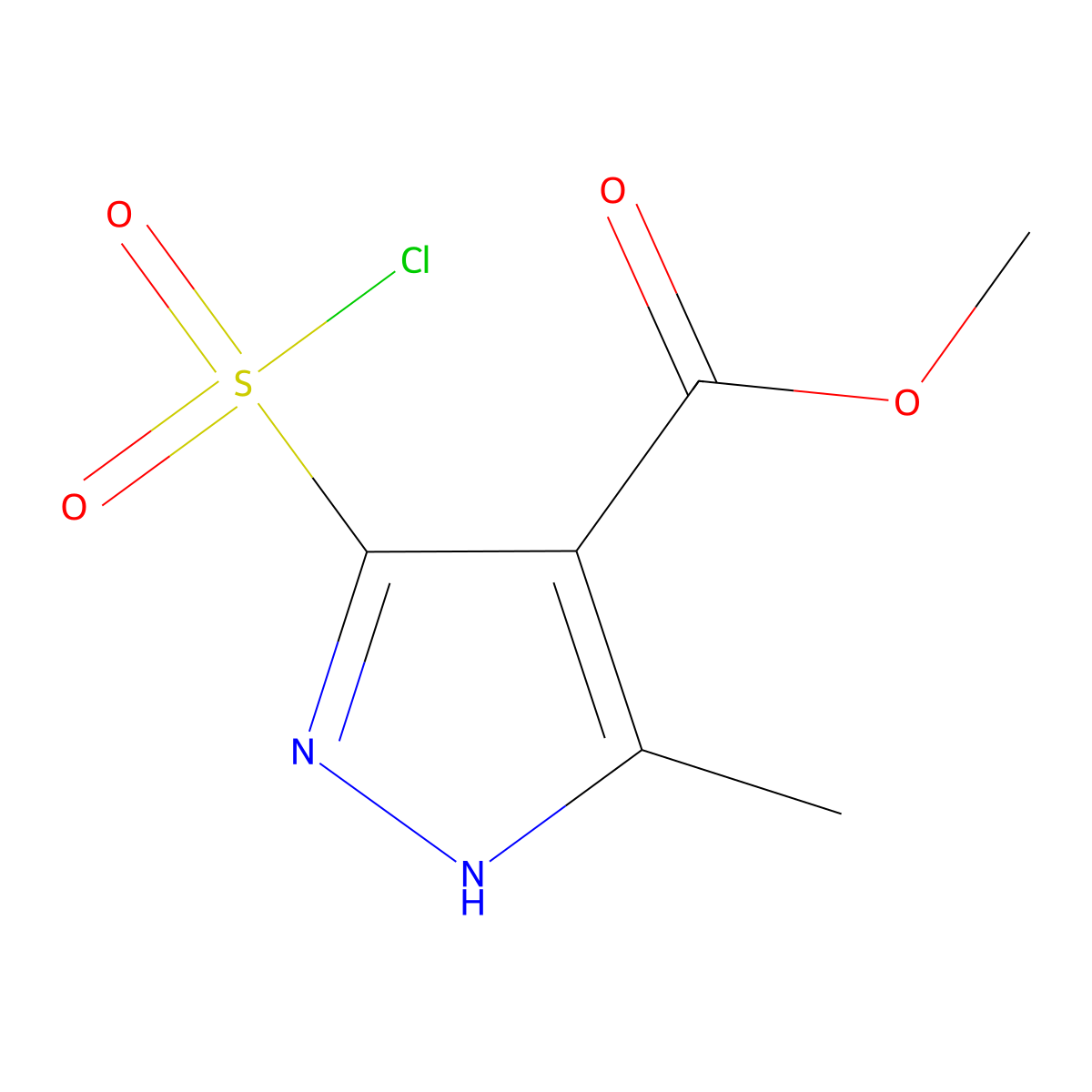 methyl 5-(chlorosulfonyl)-3-methyl-1H-pyrazole-4-carboxylate molecular structure, CAS 1346270-23-2