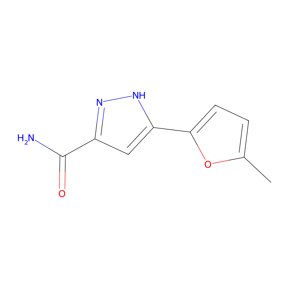 3-(5-Methylfuran-2-YL)-1H-pyrazole-5-carboxamide molecular structure, CAS 1346270-24-3