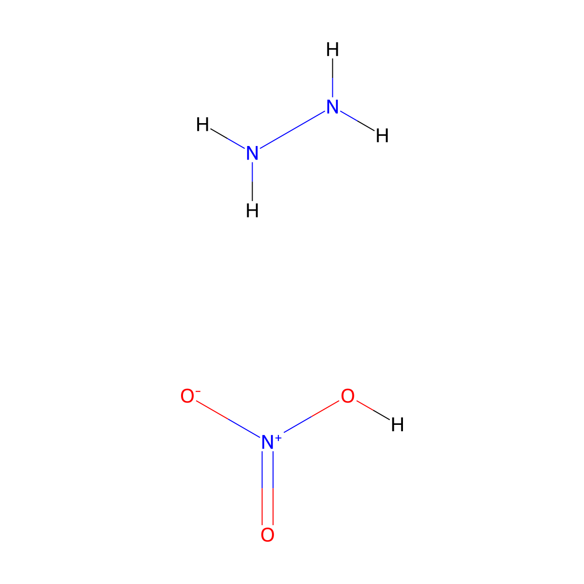 Hydrazinium nitrate molecular structure, CAS 13464-97-6