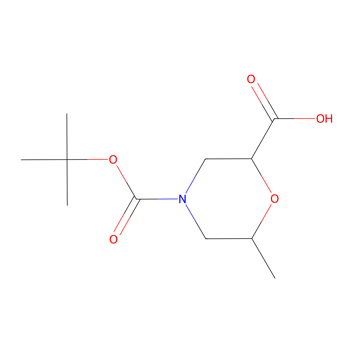 (2R,6S)-4-(tert-butoxycarbonyl)-6-methylmorpholine-2-carboxylic acid molecular structure, CAS 1346410-78-3