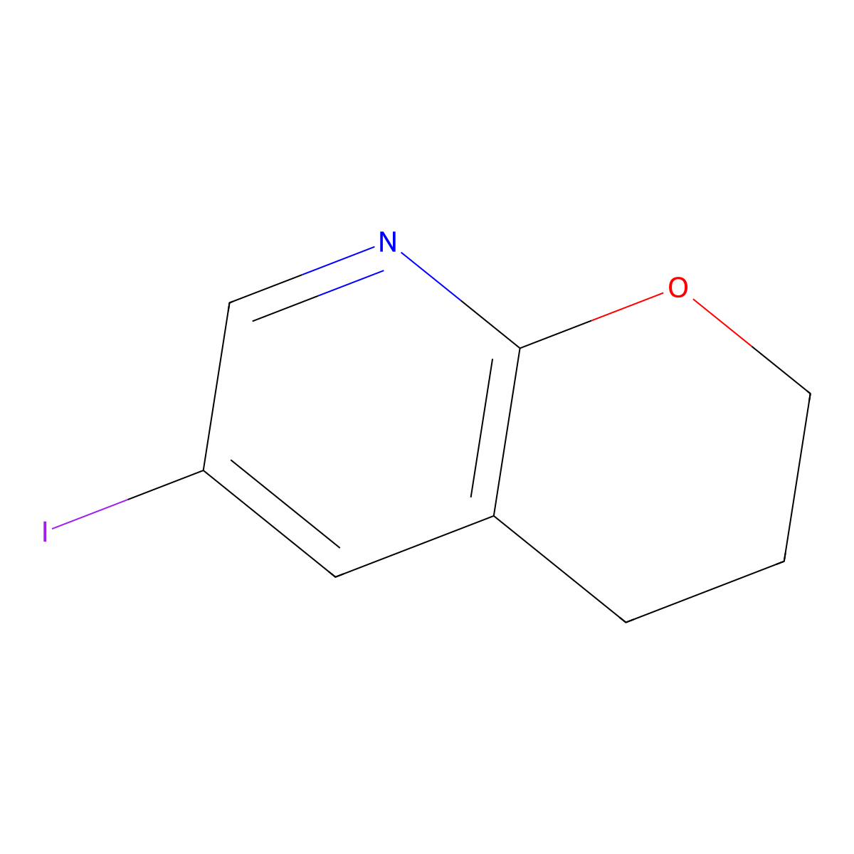 6-iodo-3,4-dihydro-2H-pyrano[2,3-b]pyridine molecular structure, CAS 1346446-85-2