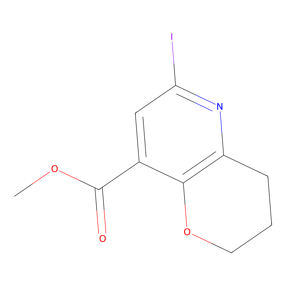 methyl 6-iodo-3,4-dihydro-2H-pyrano[3,2-b]pyridine-8-carboxylate molecular structure, CAS 1346446-88-5