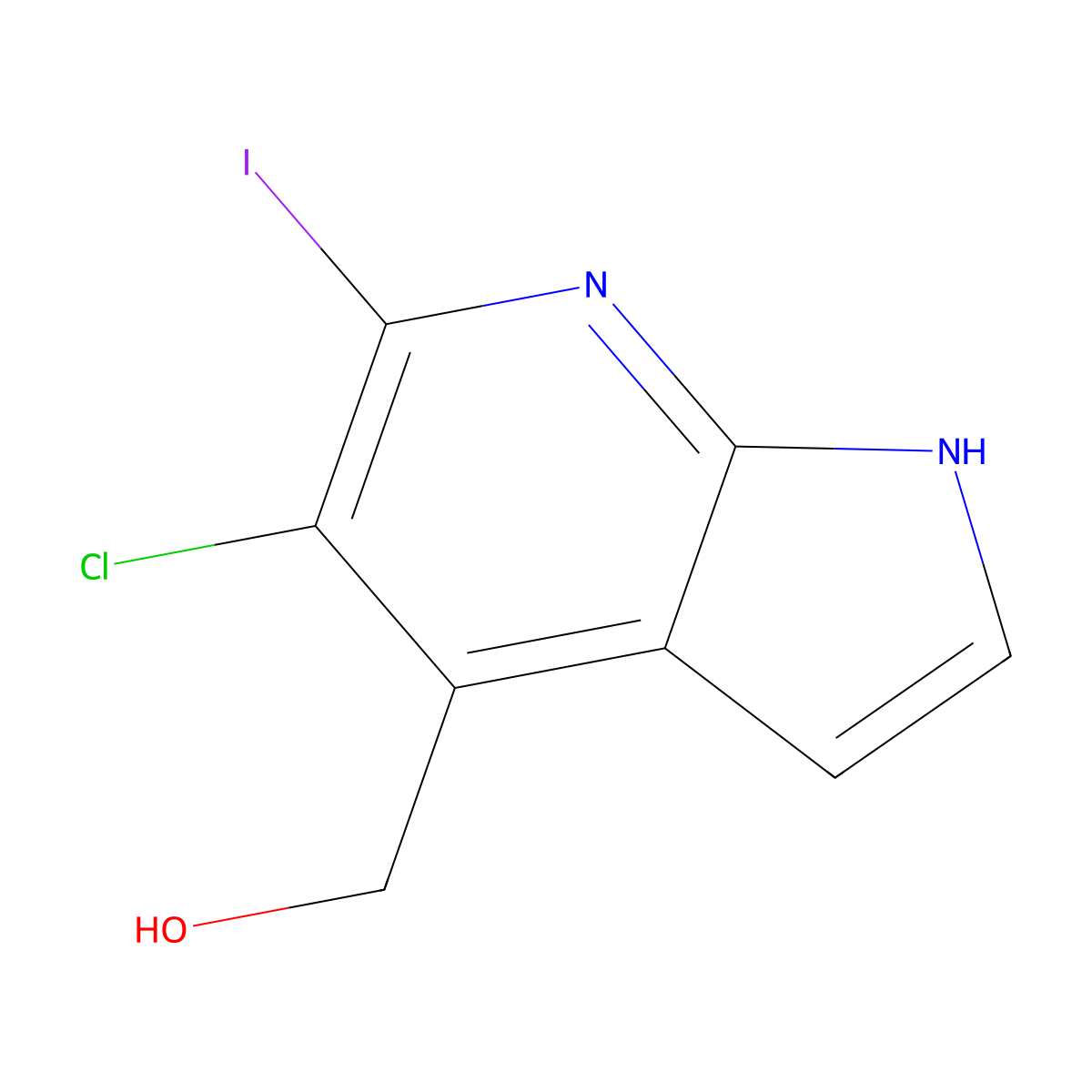 (5-chloro-6-iodo-1H-pyrrolo[2,3-b]pyridin-4-yl)methanol molecular structure, CAS 1346446-92-1