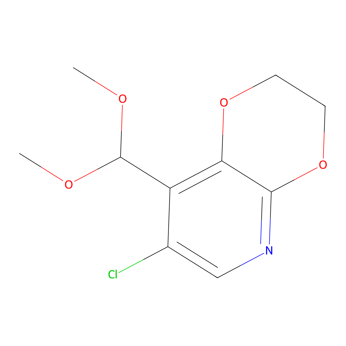 7-Chloro-8-(dimethoxymethyl)-2,3-dihydro-[1,4]dioxino[2,3-b]pyridine molecular structure, CAS 1346446-96-5