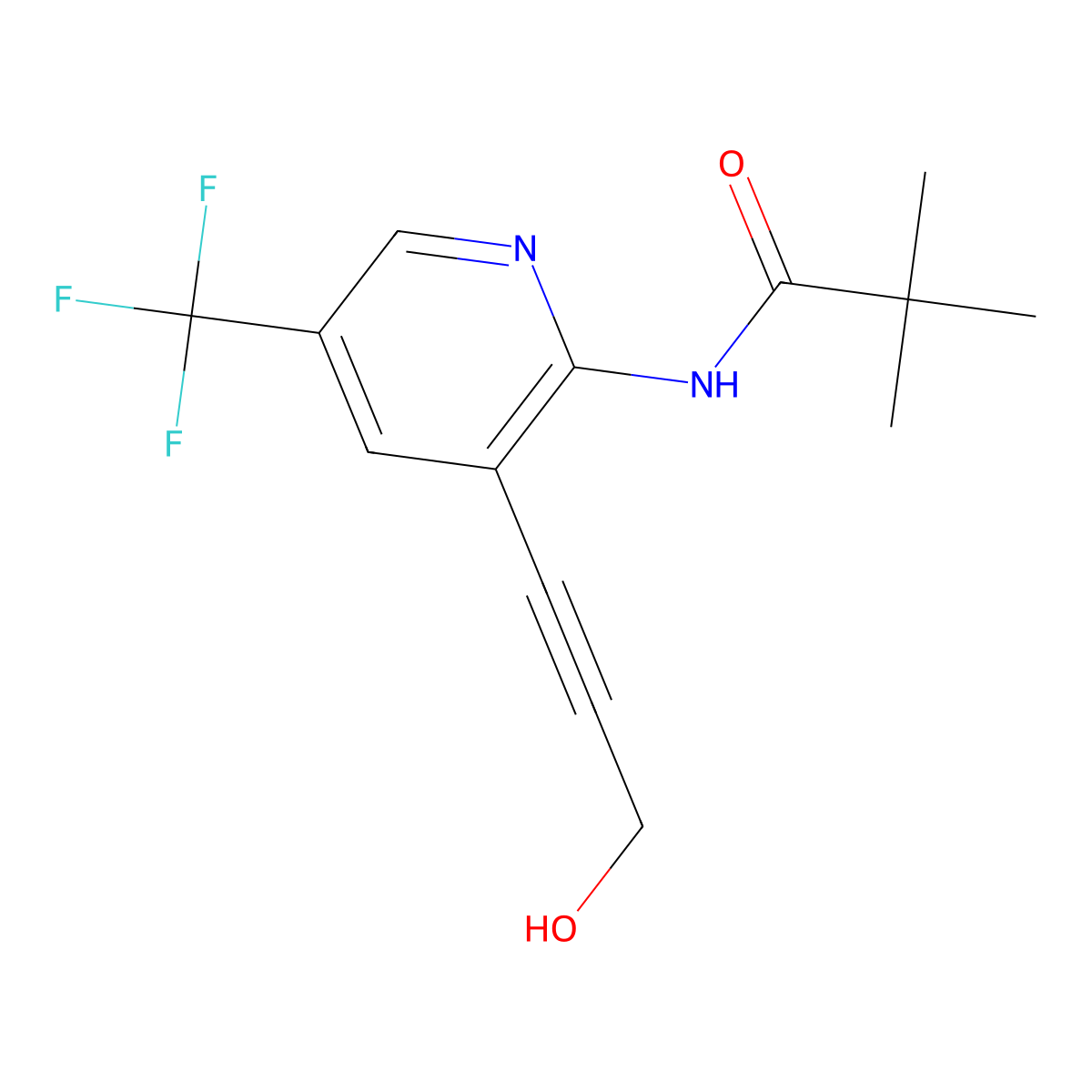 N-(3-(3-Hydroxyprop-1-yn-1-yl)-5-(trifluoromethyl)pyridin-2-yl)pivalamide molecular structure, CAS 1346447-01-5
