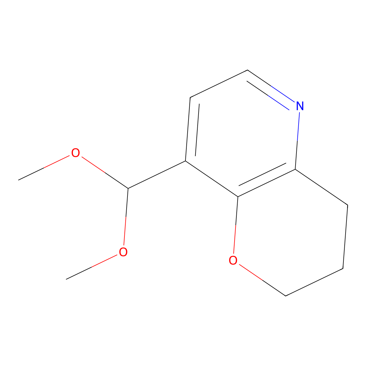 8-(dimethoxymethyl)-3,4-dihydro-2H-pyrano[3,2-b]pyridine molecular structure, CAS 1346447-02-6