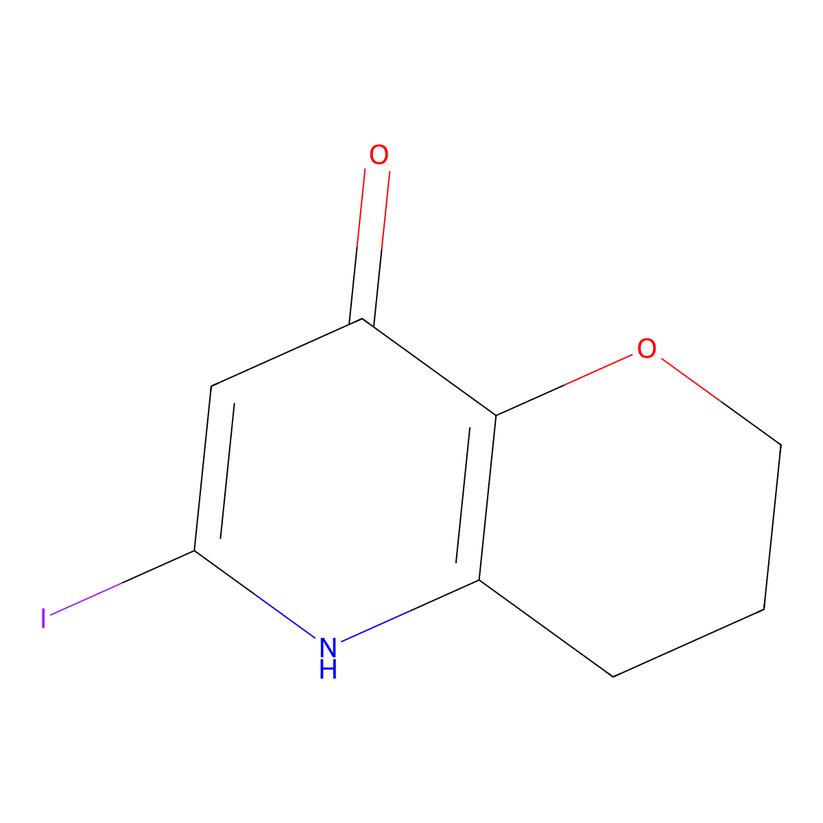6-Iodo-3,4-dihydro-2H-pyrano[3,2-b]pyridin-8-ol molecular structure, CAS 1346447-05-9