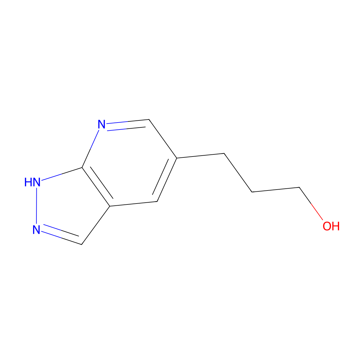 3-(1H-pyrazolo[3,4-b]pyridin-5-yl)propan-1-ol molecular structure, CAS 1346447-07-1