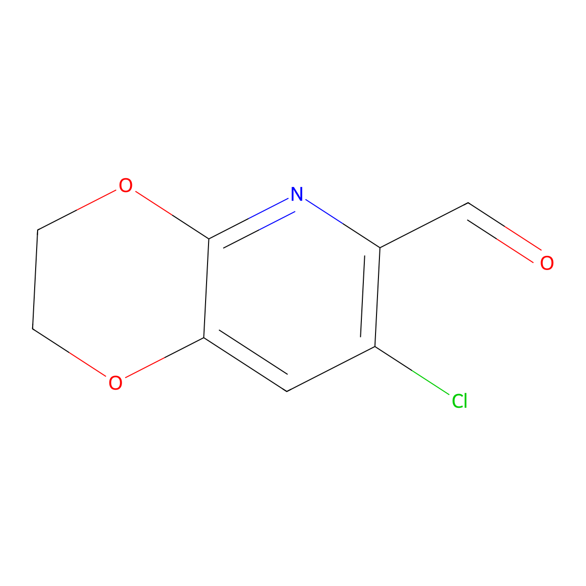 7-Chloro-2,3-dihydro-[1,4]dioxino[2,3-b]pyridine-6-carbaldehyde molecular structure, CAS 1346447-08-2