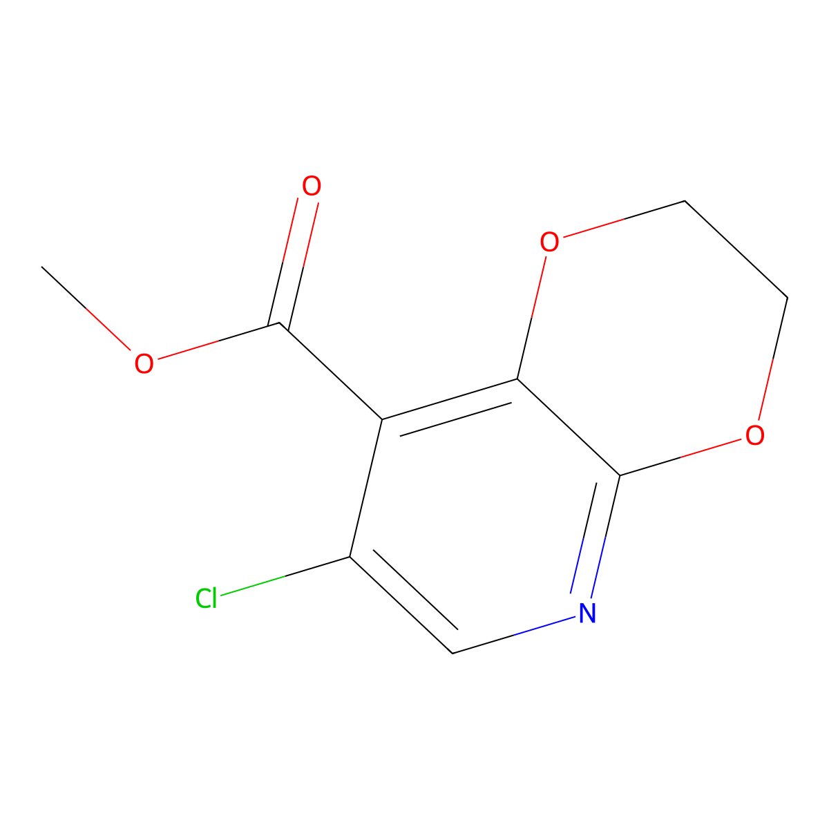 Methyl 7-chloro-2,3-dihydro-[1,4]dioxino[2,3-b]pyridine-8-carboxylate molecular structure, CAS 1346447-13-9