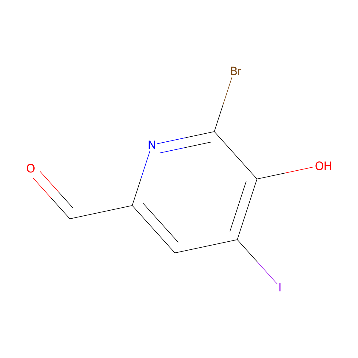 6-Bromo-5-hydroxy-4-iodopicolinaldehyde molecular structure, CAS 1346447-15-1