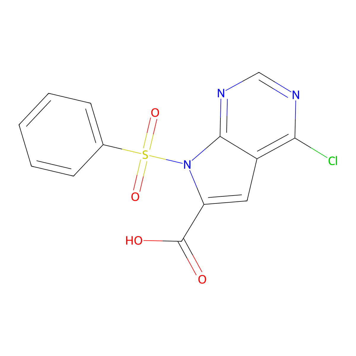 4-Chloro-7-(phenylsulfonyl)-7H-pyrrolo[2,3-D]pyrimidine-6-carboxylic acid molecular structure, CAS 1346447-16-2