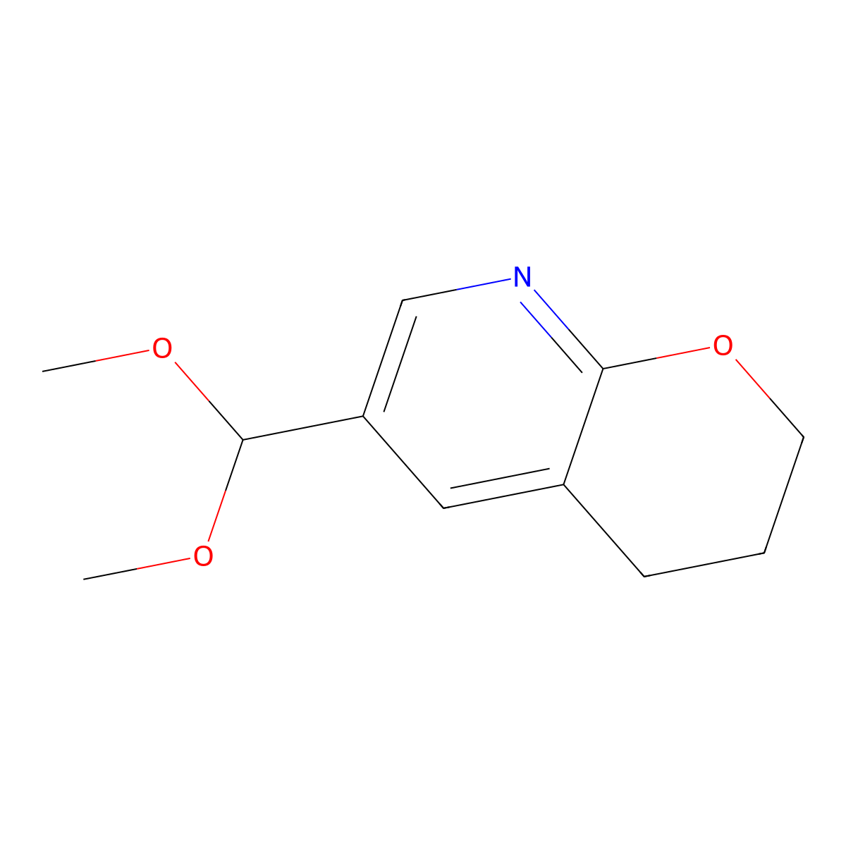 6-(dimethoxymethyl)-3,4-dihydro-2H-pyrano[2,3-b]pyridine molecular structure, CAS 1346447-17-3
