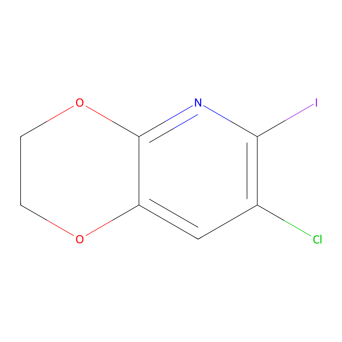 7-Chloro-6-iodo-2,3-dihydro-[1,4]dioxino[2,3-b]pyridine molecular structure, CAS 1346447-23-1