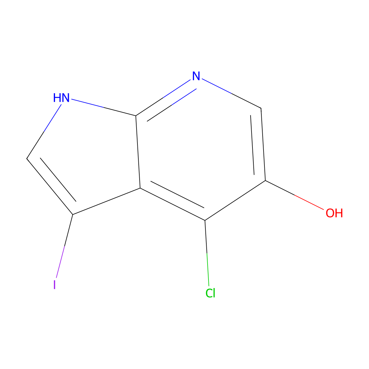 4-chloro-3-iodo-1H-pyrrolo[2,3-b]pyridin-5-ol molecular structure, CAS 1346447-24-2