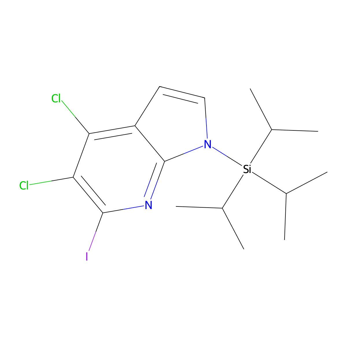 4,5-Dichloro-6-iodo-1-(triisopropylsilyl)-1H-pyrrolo[2,3-b]pyridine molecular structure, CAS 1346447-26-4