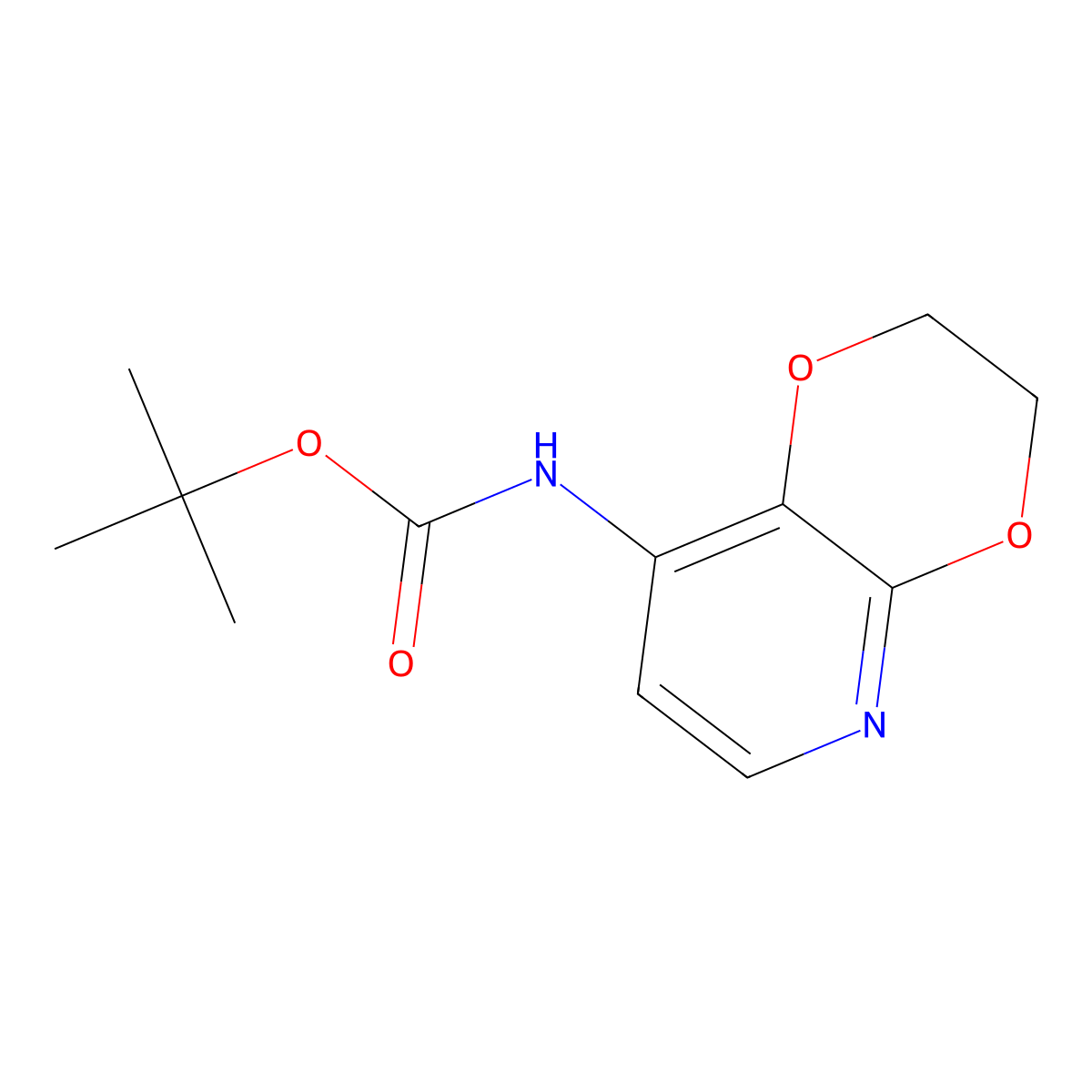 tert-Butyl (2,3-dihydro-[1,4]dioxino[2,3-b]pyridin-8-yl)carbamate molecular structure, CAS 1346447-37-7