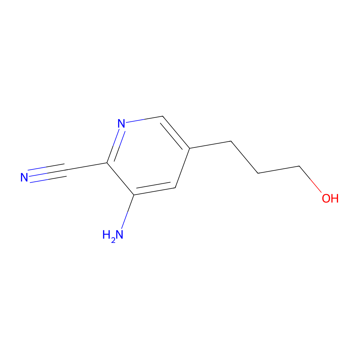 3-Amino-5-(3-hydroxypropyl)picolinonitrile molecular structure, CAS 1346447-41-3