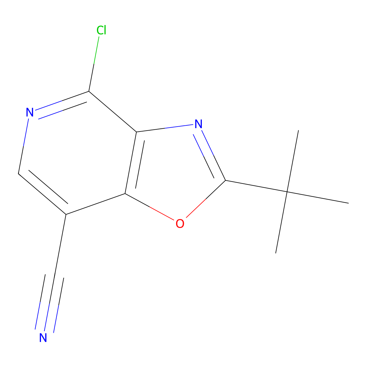 2-(Tert-butyl)-4-chlorooxazolo[4,5-C]pyridine-7-carbonitrile molecular structure, CAS 1346447-42-4