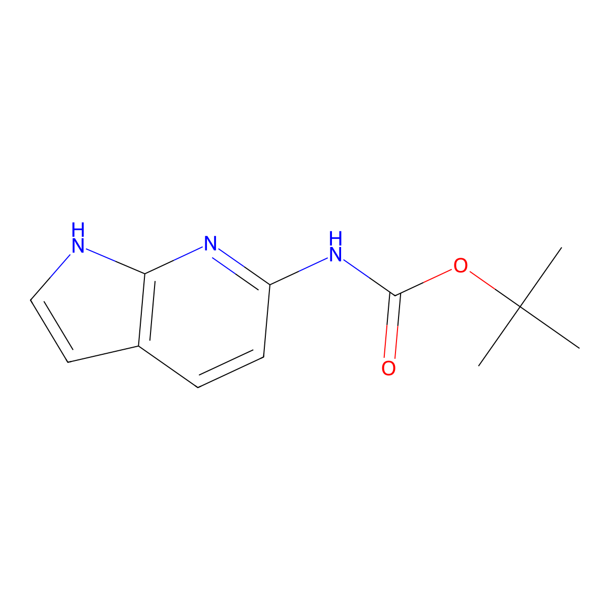 Tert-butyl 1H-pyrrolo[2,3-B]pyridin-6-ylcarbamate molecular structure, CAS 1346447-43-5
