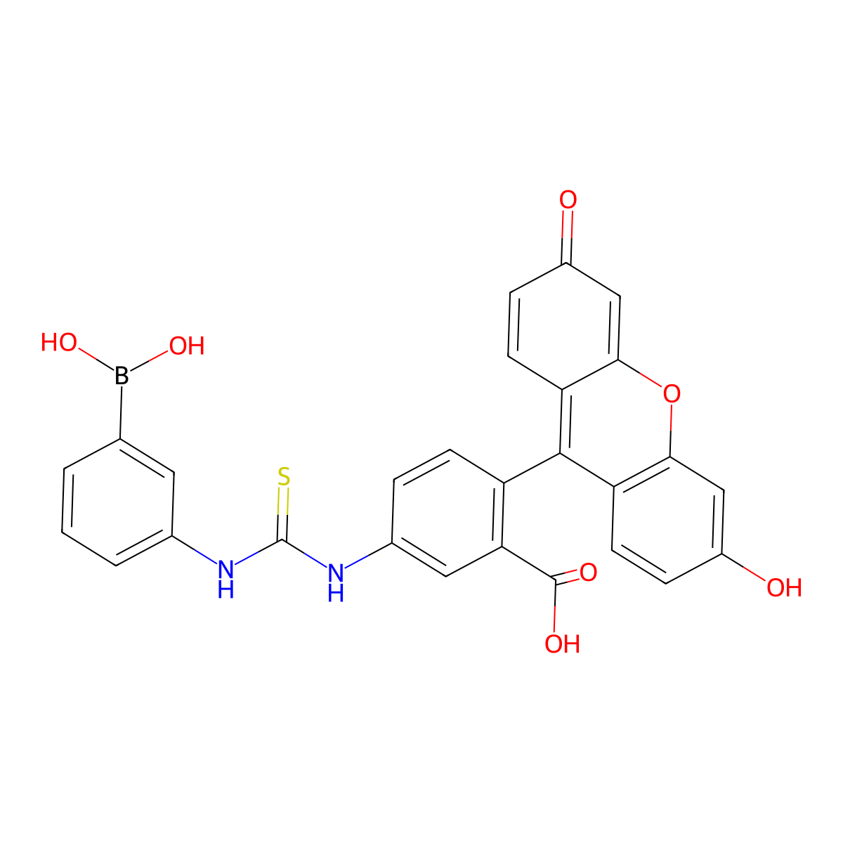 Fluorescein boronic acid (FL2) molecular structure, CAS 134649-92-6