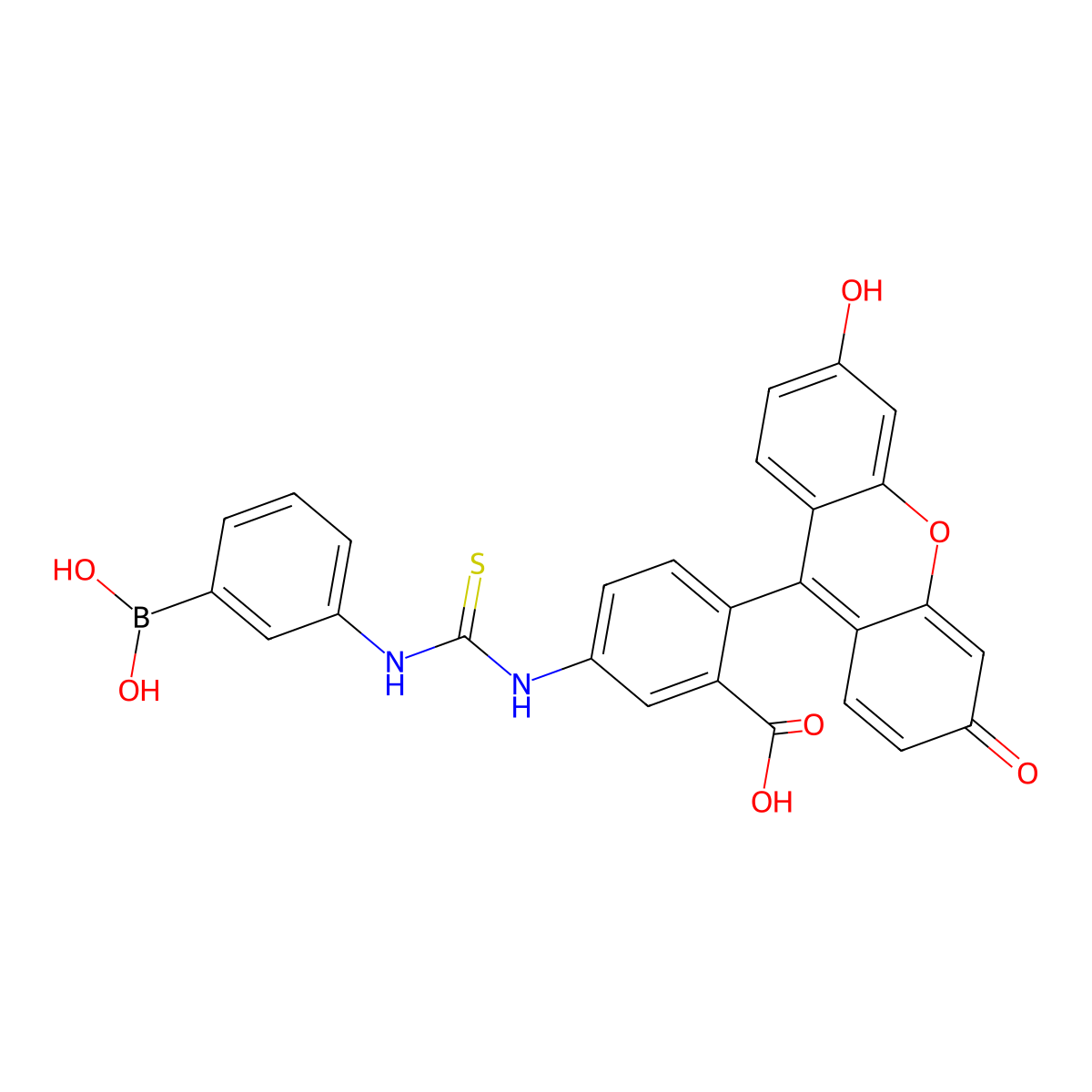 Fluorescein boronic acid (FL2) molecular structure, CAS 134649-92-6