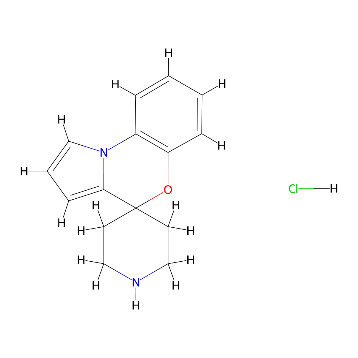 Spiro[benzo[b]pyrrolo[1,2-d][1,4]oxazine-4,4'-piperidine] hydrochloride molecular structure, CAS 1346496-96-5