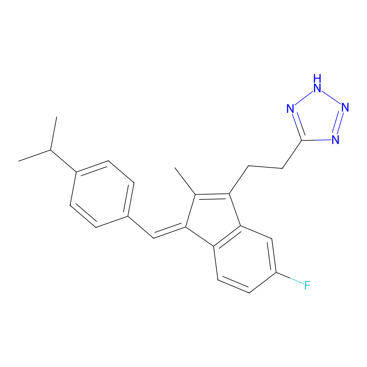 5-(2-{(1z)-5-Fluoro-2-Methyl-1-[4-(Propan-2-Yl)benzylidene]-1h-Inden-3-Yl}ethyl)-1h-Tetrazole molecular structure, CAS 1346513-17-4