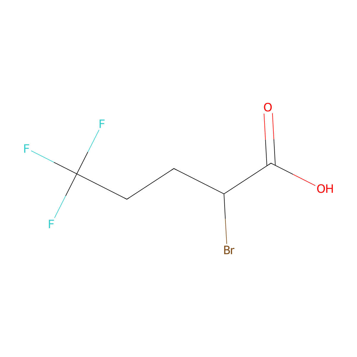 2-Bromo-5,5,5-trifluoropentanoic acid molecular structure, CAS 1346521-32-1