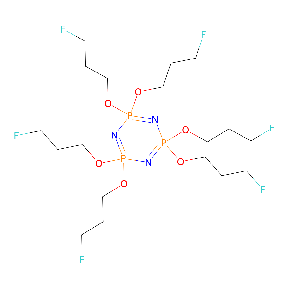 Hexakis(3-fluoropropoxy)phosphazene molecular structure, CAS 1346521-36-5