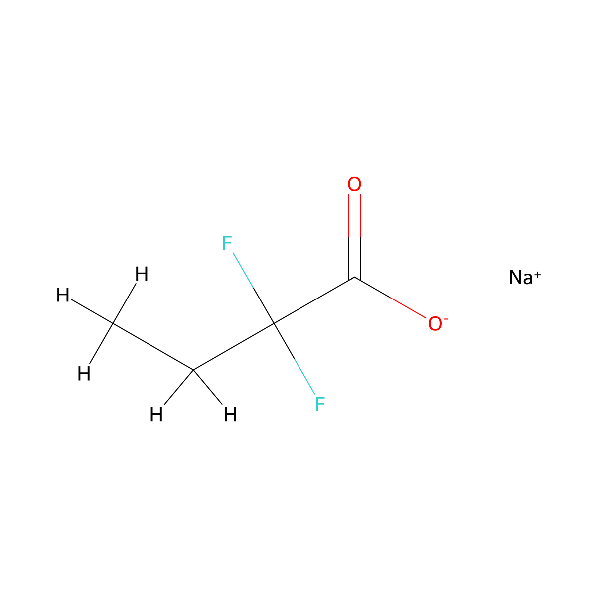 Sodium 2,2-difluorobutyrate molecular structure, CAS 1346521-51-4