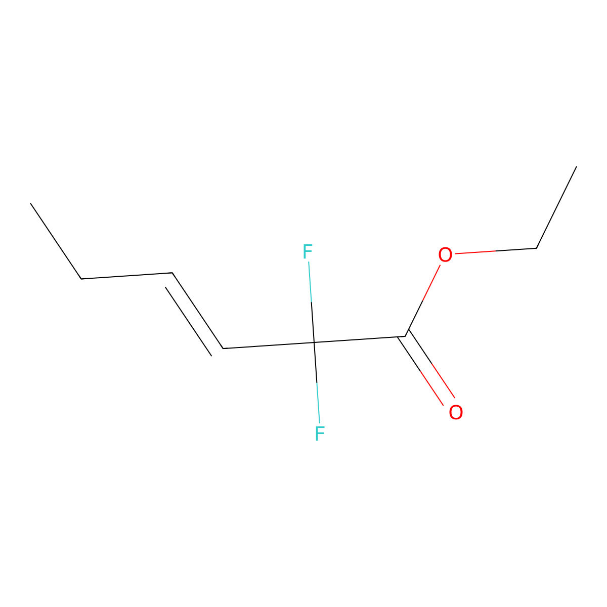 Ethyl 2,2-difluorohex-3-enoate molecular structure, CAS 1346523-54-3