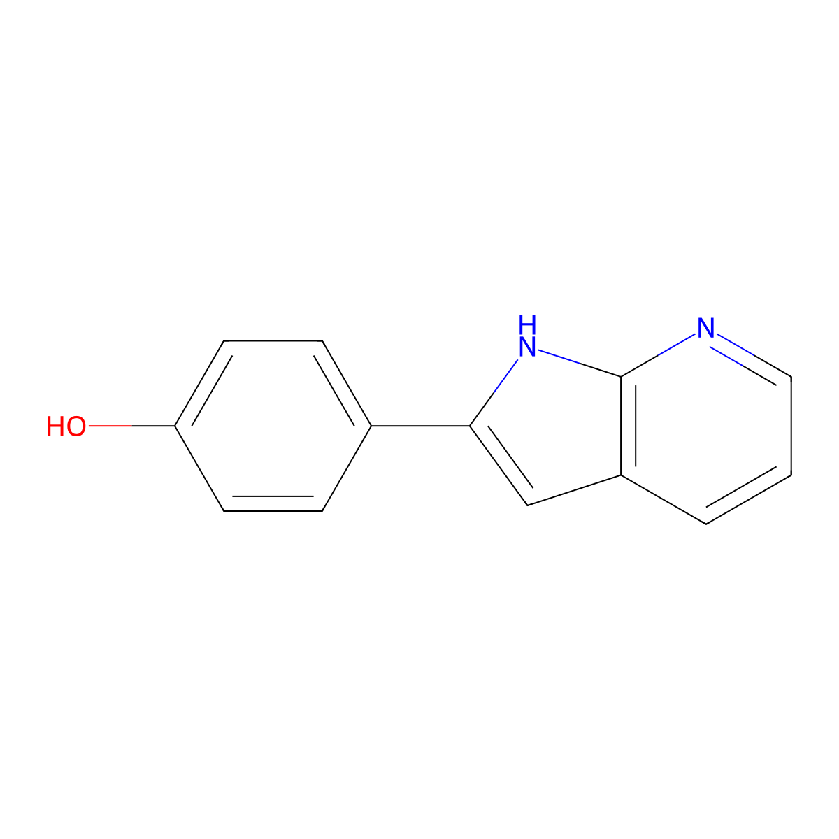 4-(1H-pyrrolo[2,3-b]pyridin-2-yl)phenol molecular structure, CAS 1346526-26-8