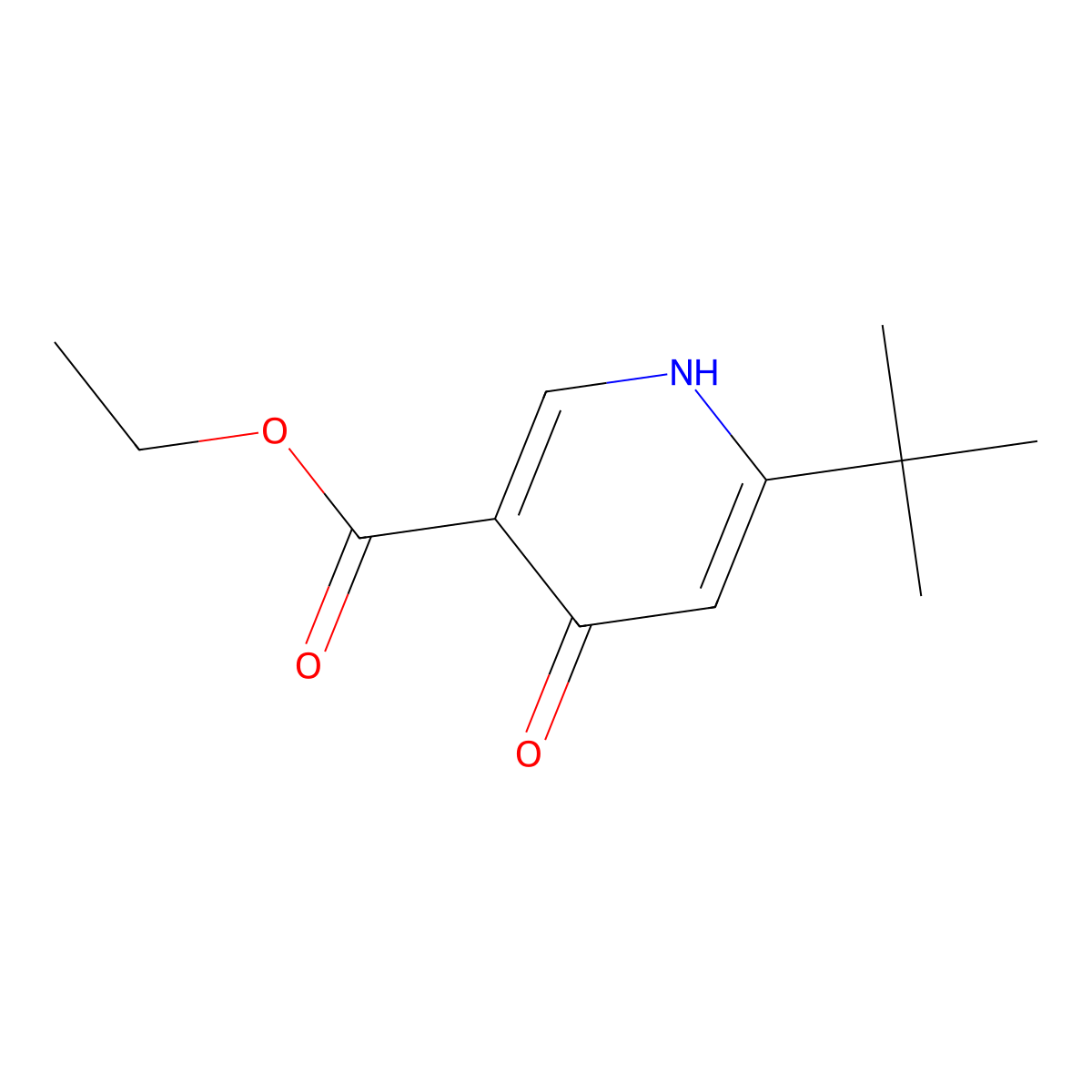 Ethyl 6-(tert-butyl)-4-oxo-1,4-dihydropyridine-3-carboxylate molecular structure, CAS 134653-98-8
