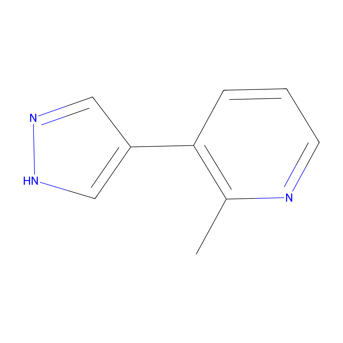 2-methyl-3-(1H-pyrazol-4-yl)pyridine molecular structure, CAS 1346532-35-1